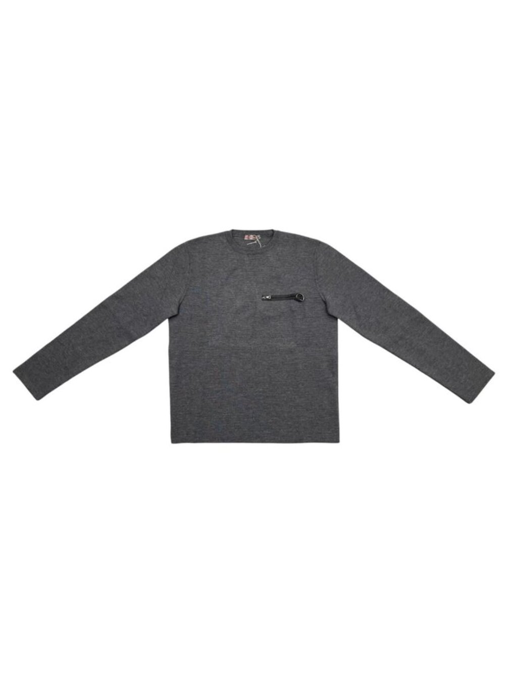 Prada Sweatshirt Crew Neck Knit 50 Wool Nylon Zip Pocket Gray